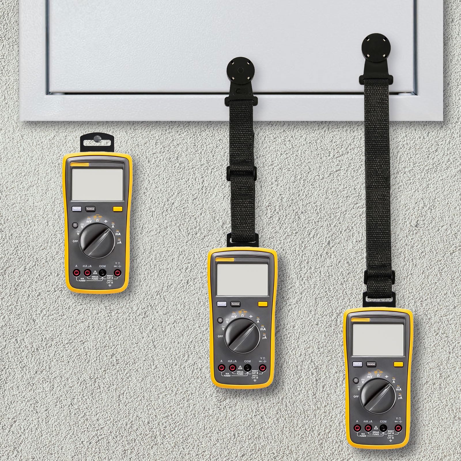 Kit Cinghia Magnetica, Set Gancio Magnetico con Laccio Appeso Accessori per Kit di Sospensione per Multimetro Digitale Fluke (Nero)
