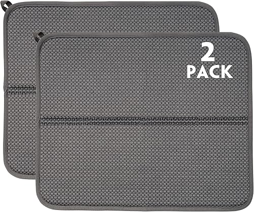 Paquete de 2 tapetes de secado de platos para encimera de cocina, absorbentes, tapetes escurridor de platos de microfibra, almohadilla de secado de