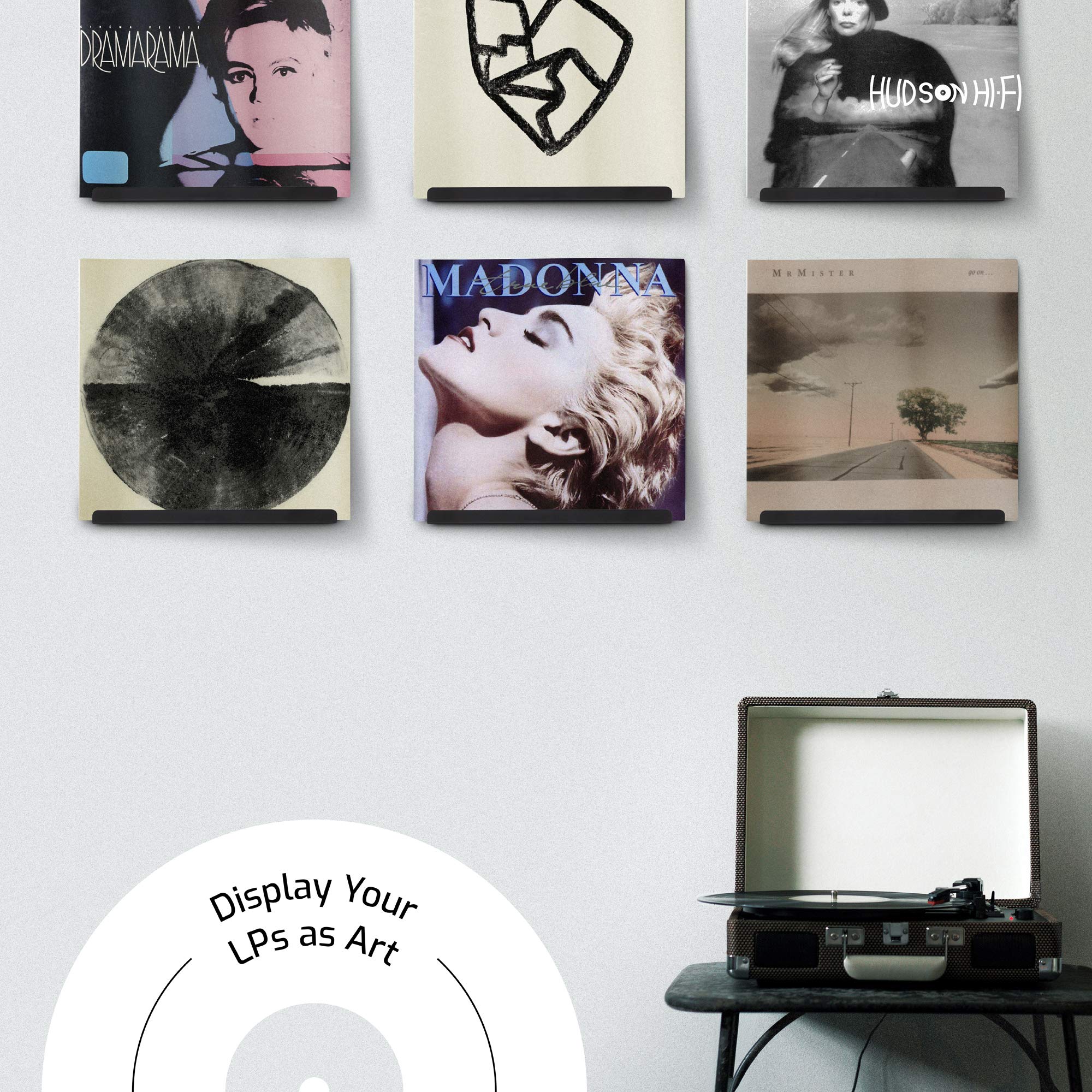 Hudson - Soporte de pared para discos LP de vinilo, para mostrar tu colección con estilo 8