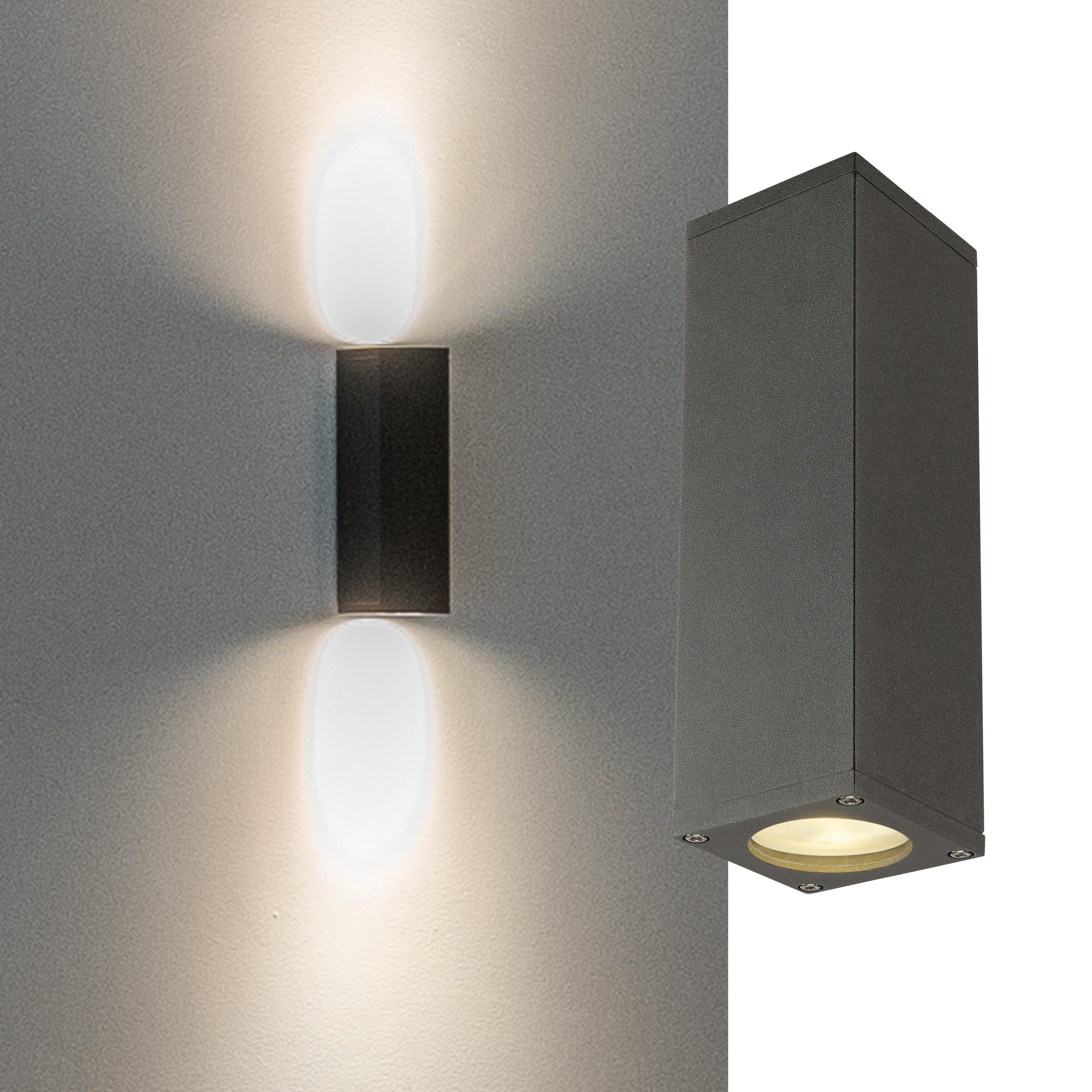 SLV luminaria empotrable de pared THEO UP/DOWN/Iluminación de interior de pared, luminaria de superficie, luminaria de superficie de pared, proyector de techo / GU10 50 W antracita