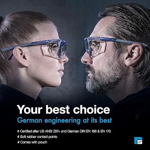 Miniatura 5 de SolidWork Gafas de Seguridad con Lentes Transparentes y Protectores Laterales, Antiniebla, Antiarañazos, Antirreflejos, Gafas Protectoras para