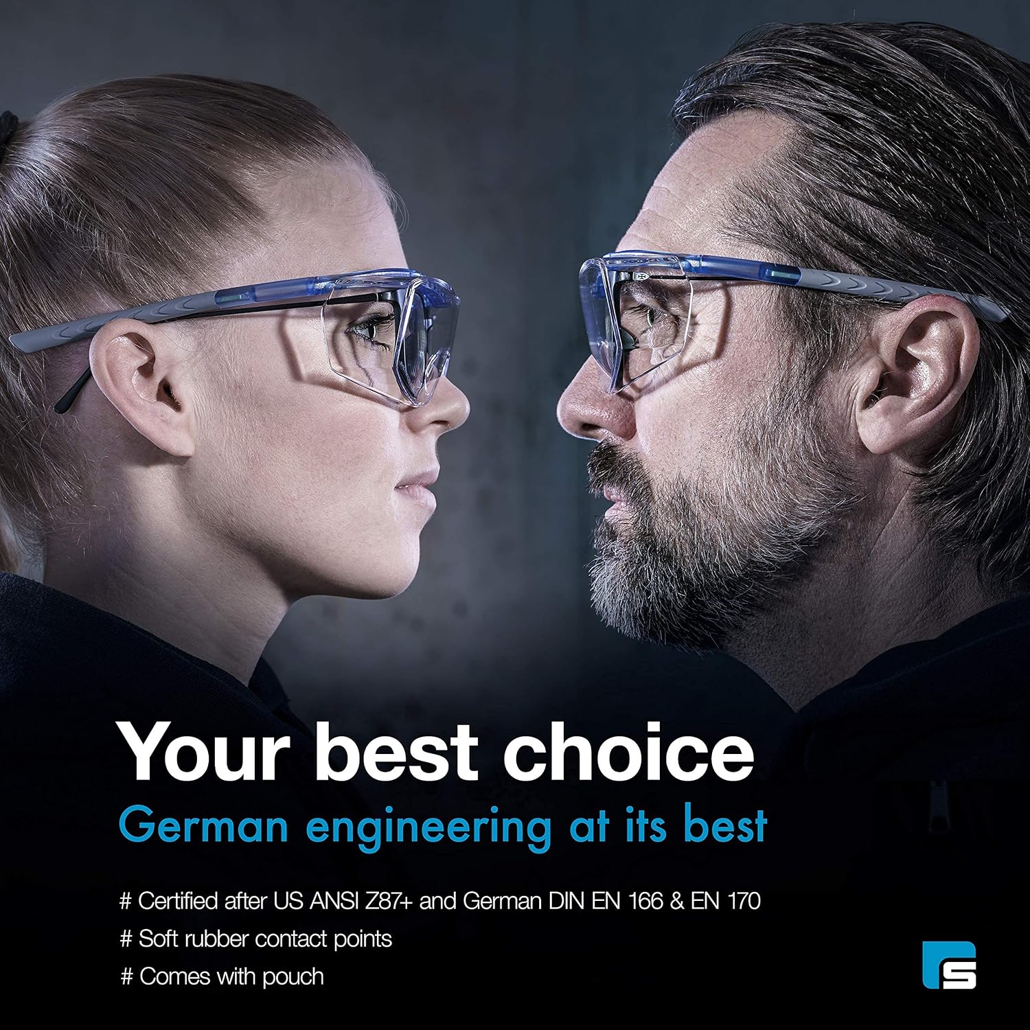 SolidWork Clear Safety Glasses for Men & Women | Side Shields, Adjustable Frames, No-Slip Grip, Scratch Resistant & Anti Fog
