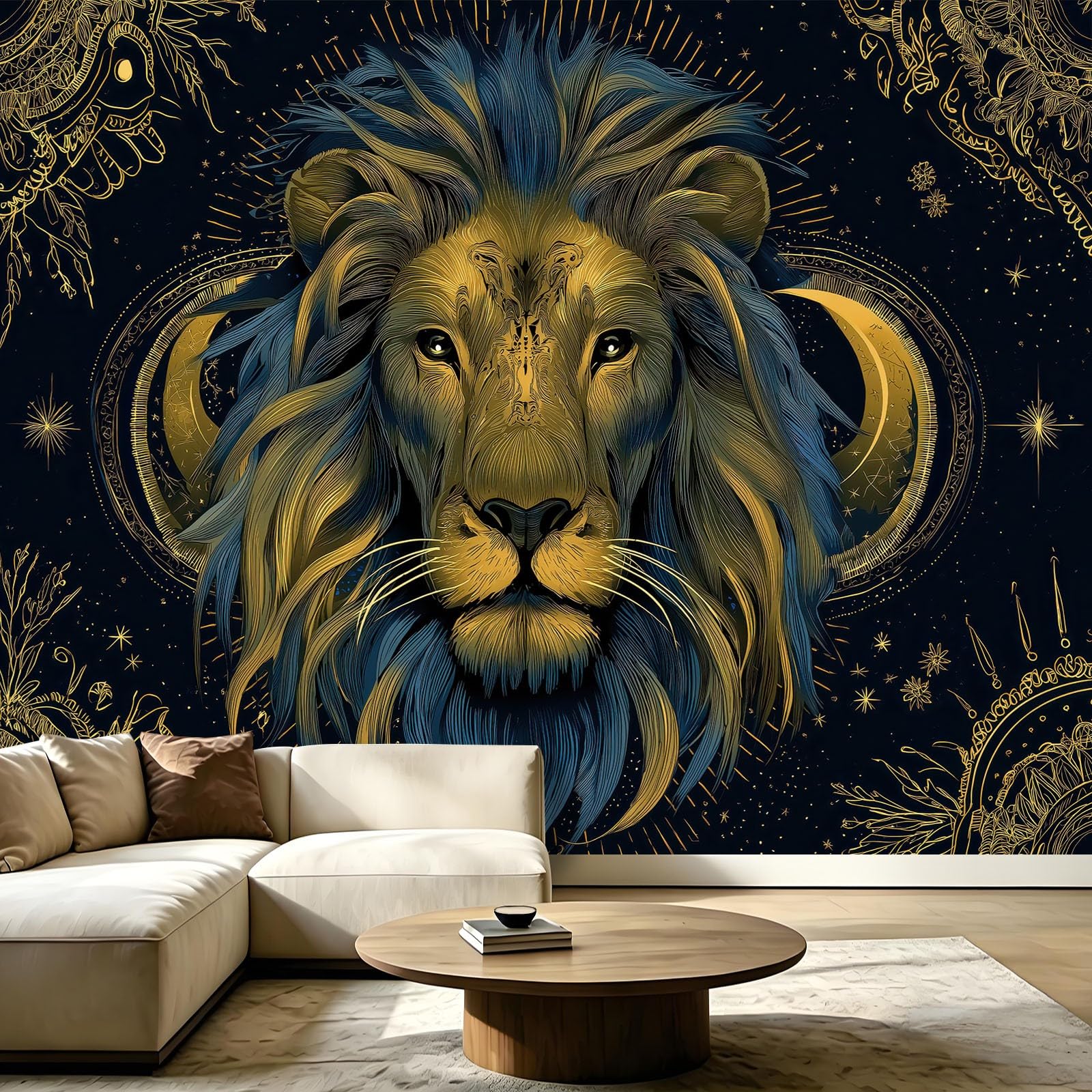 Générique Papier Peint Panoramique Animaux Gros Plan 300 x 210 cm - Décoration Murale Tête De Lion - Tapisserie Murales Papier Peint Intissé - Poster Tableaux Photo Muraux
