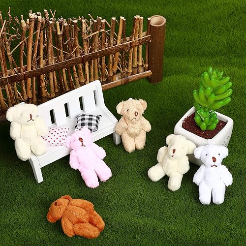 Miniatura 4 de Skylety 20 piezas de ositos pequeños de peluche de 2.36 pulgadas, llavero pequeño, muñeca articulada, regalo para graduación, manualidades,