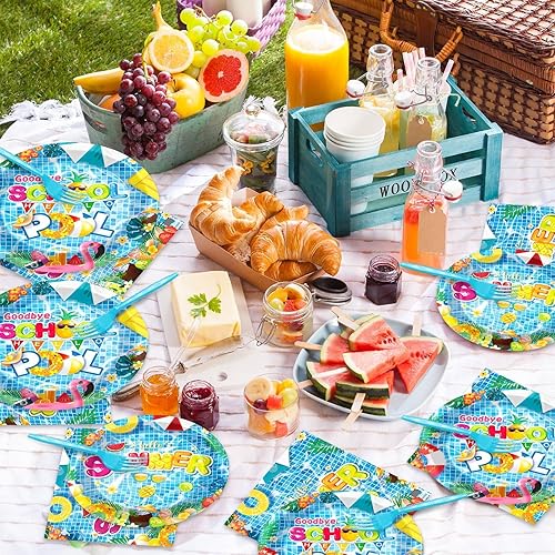 Miniatura 13 de 96 piezas de suministros de fiesta de cumpleaños florales de cumpleaños, platos de papel, servilletas, flores de oro rosa, decoraciones de fiesta