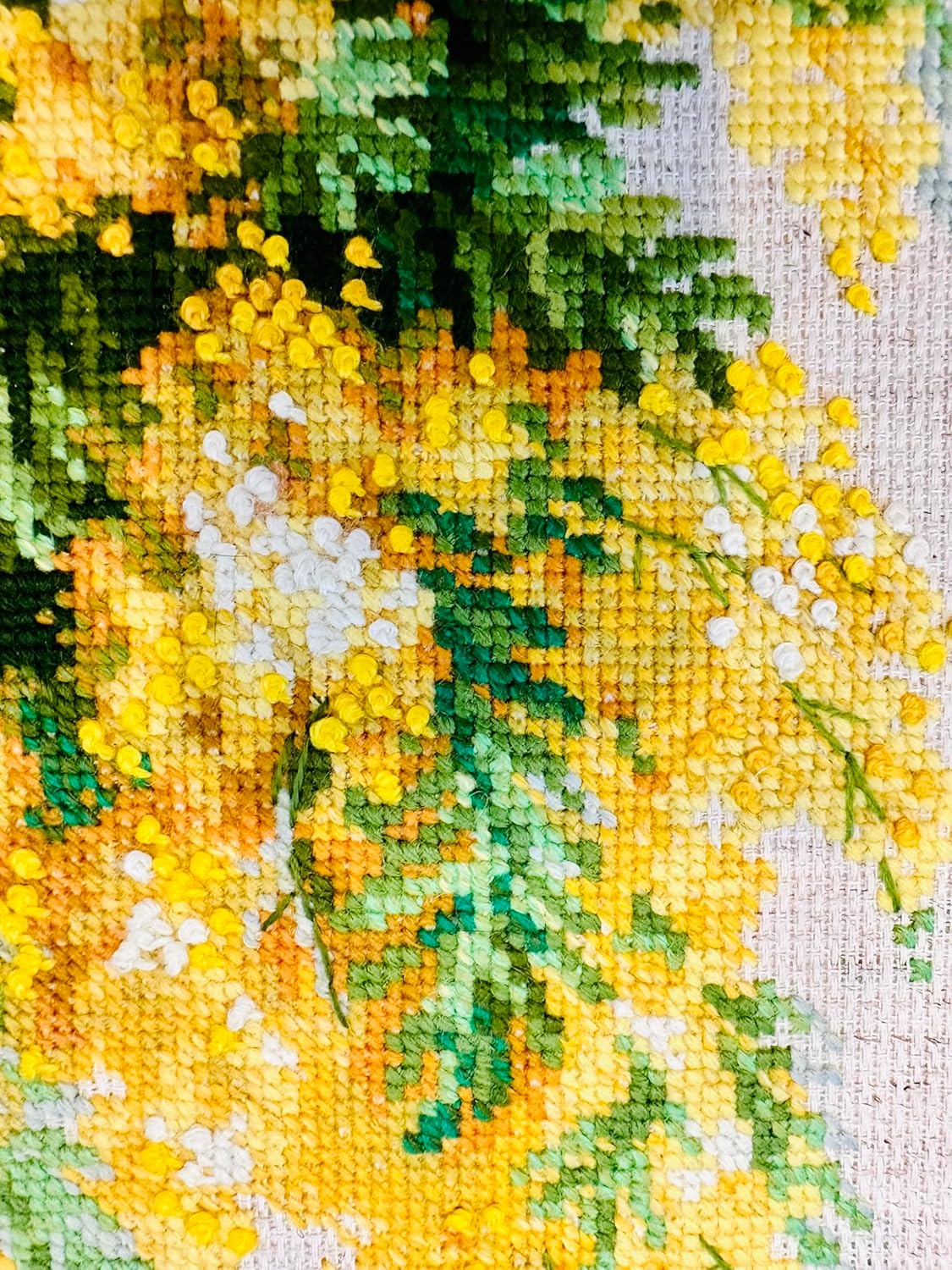 RIOLIS - Mimosa 1615, Floral Cross Stitch Kits 7" x 9½", Cross Stitch Kits for Beginners & Advanced, Crossstitching Kit Adult, Embroidery Counted Stitching Kit