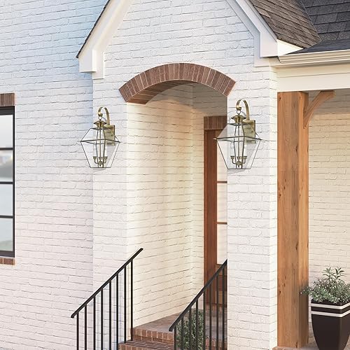 Miniatura 13 de Livex Lighting 2381-01 Westover - Farol de pared para exteriores, 3 luces, latón antiguo