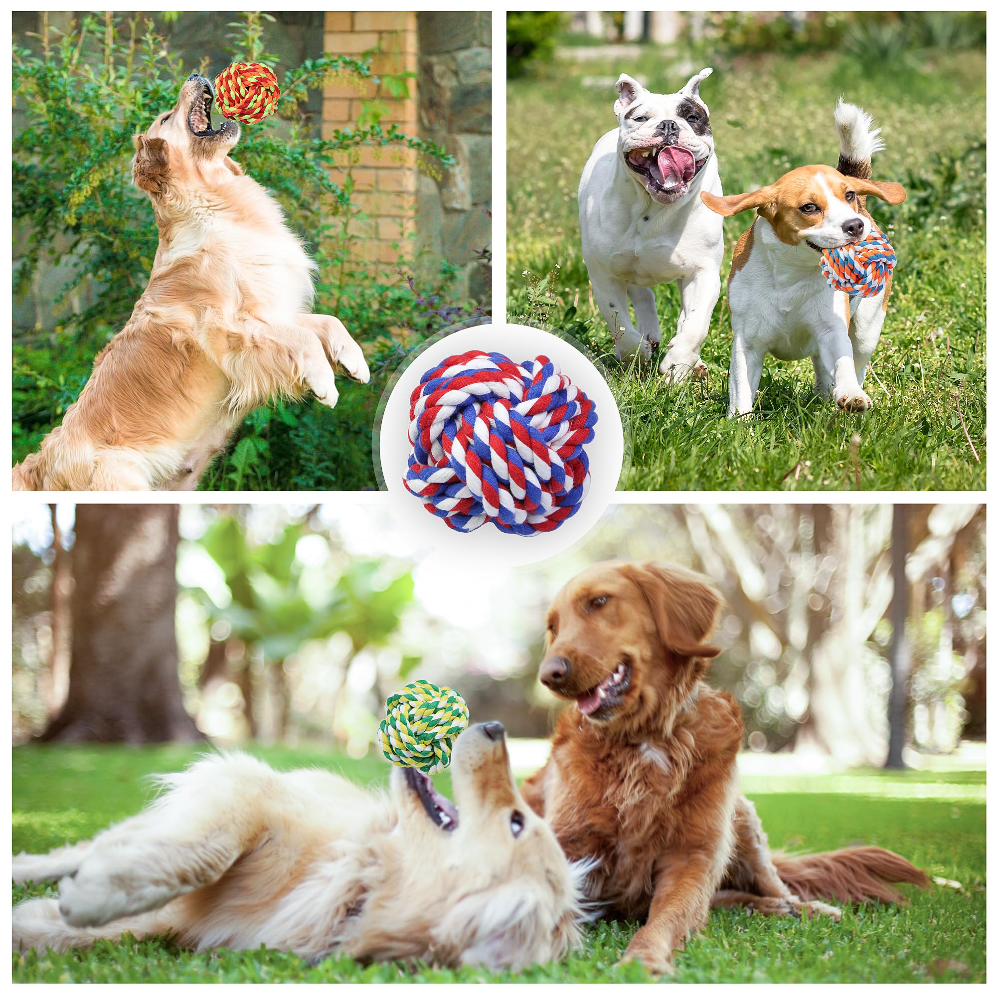 Bolas de masticar para perros de juguete agresivo, 10 bolas duraderas para perros de raza mediana y pequeña, de algodón, juguetes masticables para cachorros durante la dentición, no perros