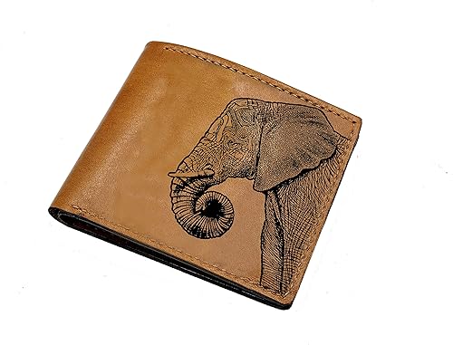 Mayan Corner - Cartera de hombre con patrón animal, billetera de cuero de elefante personalizada para él, regalo de Navidad para hombres