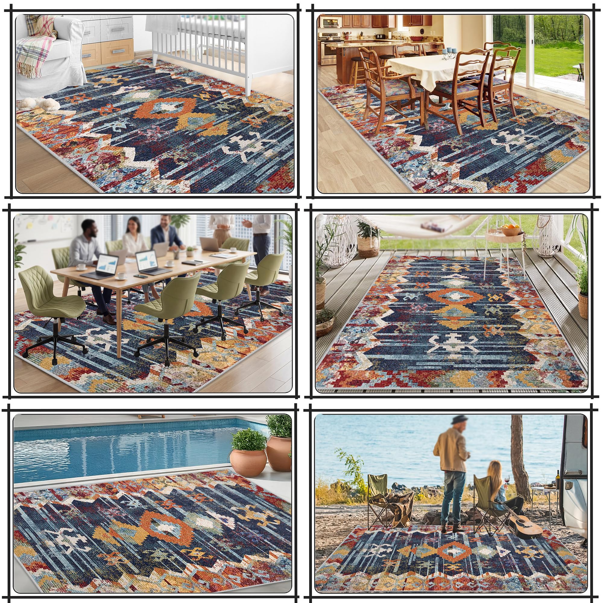 Dywan do salonu z krótkim włosiem, nowoczesny dywan do sypialni 180 x 220 cm, zmywalne dywaniki antypoślizgowe, dywaniki wejściowe, salon, przedpokój, dywanik do salonu, przedpokoju, dywanik kuchenny