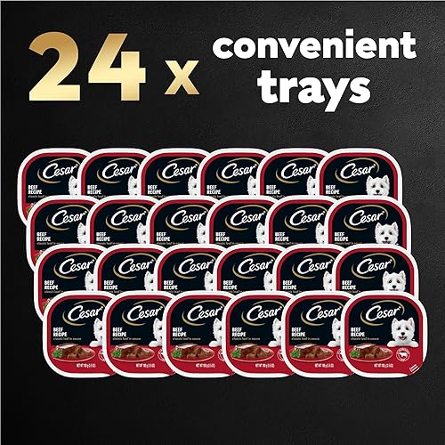 Miniatura 11 de CESAR Soft Wet Dog Food Classic Loaf - Comida para perros en salsa sabor a carne Porterhouse, de 3.5 onzas (paquete de 24 unidades)