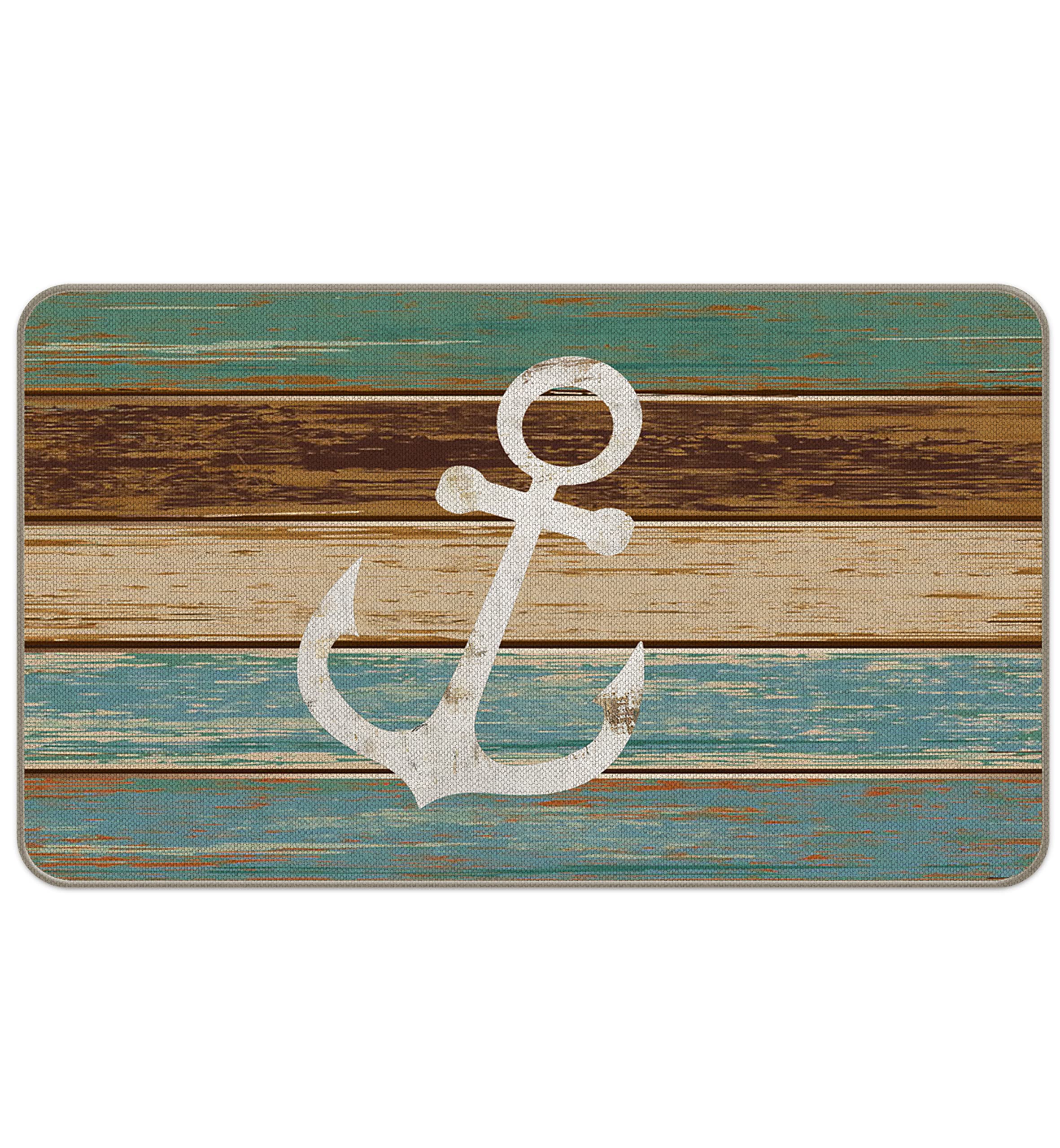 Traqunn Anchor Sailor Lake House Nautical Entrance Door Mat 36X24 In Doormats Decor,Coastal Home Front Door Porch Outdoor Indoor Decorations