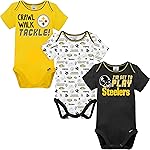 Gerber NFL baby boys 3 Pack Short Sleeve Bodysuit, Team Color, 3-6 Months US