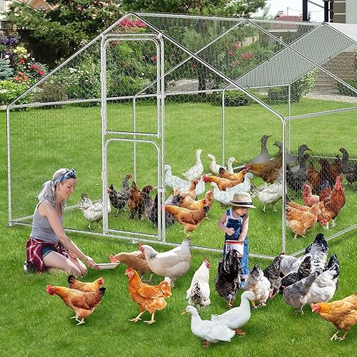 Miniatura 13 de Gallinero de metal grande, jaula para aves de corral, corrida de pollo con cubierta impermeable y anti-UV, con puertas con doble cerradura