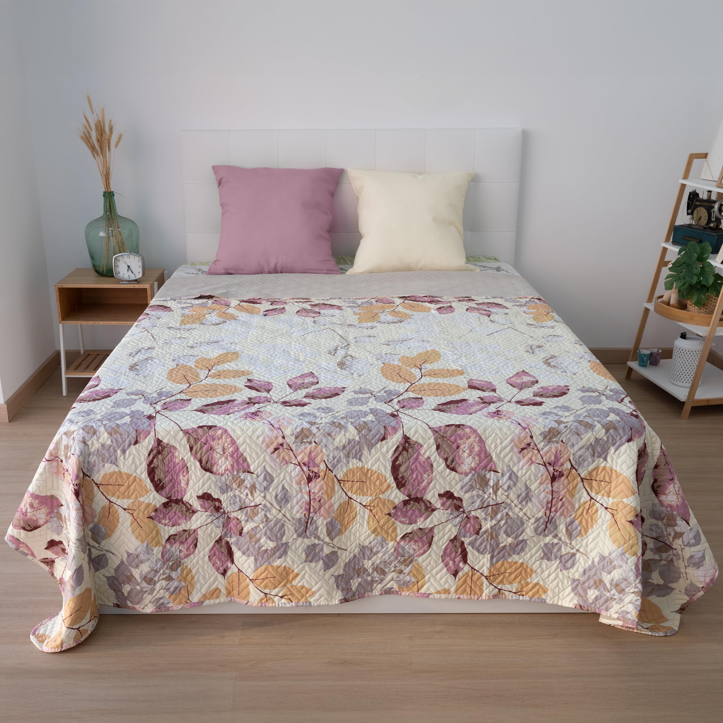 BESCH Colcha Boutis para Primavera y Verano Reversible Estampado Muy Fina Ligera 220x240cm - Colcha Ligera Fina Entretiempo para Cama 135