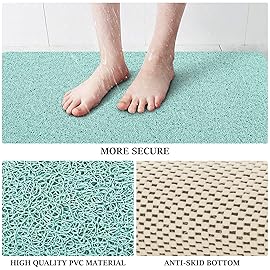 LuxStep Shower Mat Bathtub Mat,32x16 inch, Non-Slip Bath Mat with Drain, Quick Drying PVC Loofah Bathmat for Tub,Shower,Bathroom,Green