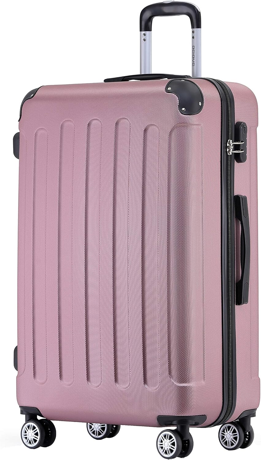 BEIBYE XL Reisekoffer 76 cm – großer Hartschalenkoffer aus ABS mit Doppelrollen für Familienreisen, Rosa - Amazon product rated Grade B