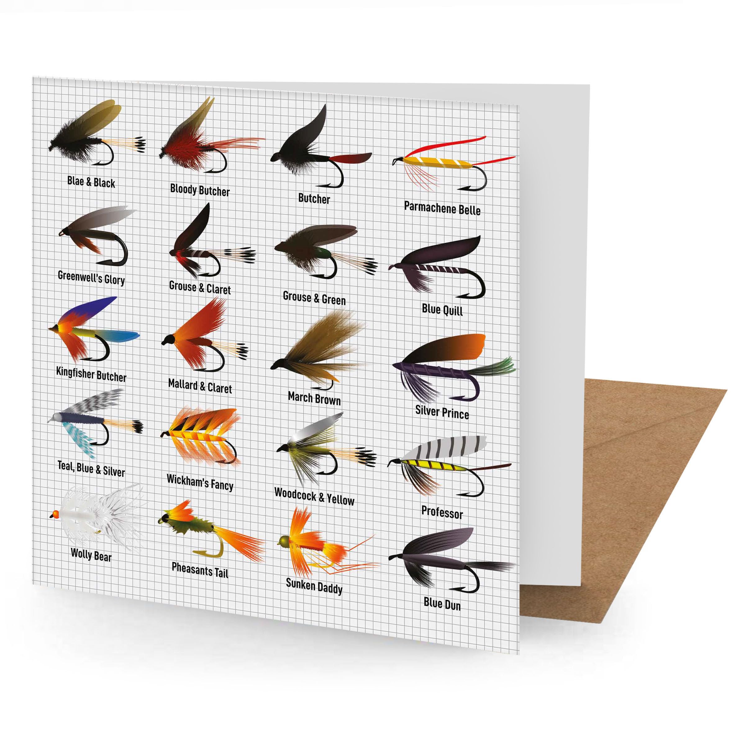 Fly Fishing Greetings Card Suitable for Birthdays, Thank You, Any Occasion, 15 x 15 cms, Multi-Coloured
