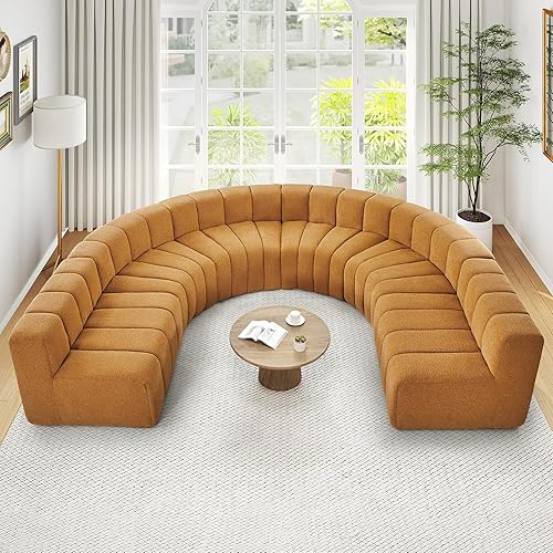 Vista 25 de LEVNARY Módulo redondo 1/8 para sofá modular (beige)