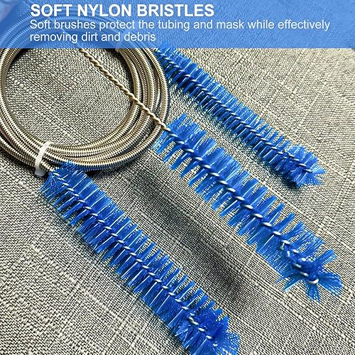 Miniatura 3 de Cepillo de manguera de doble cabezal flexible con resorte de drenaje, diámetro de 0.591 in y 0.748 in, cepillo de limpieza de tubo CPAP, adecuado