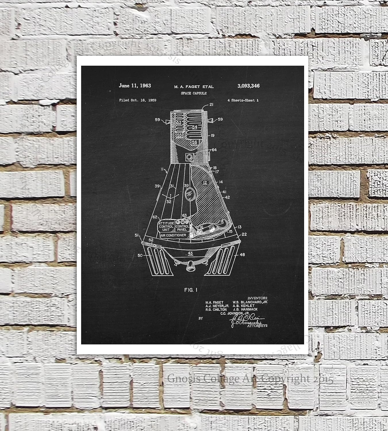 Gnosis Picture Archive Mercury Space Capsule Nasa Spacecraft Posters Set of 4 Unframed Prints Space Decor