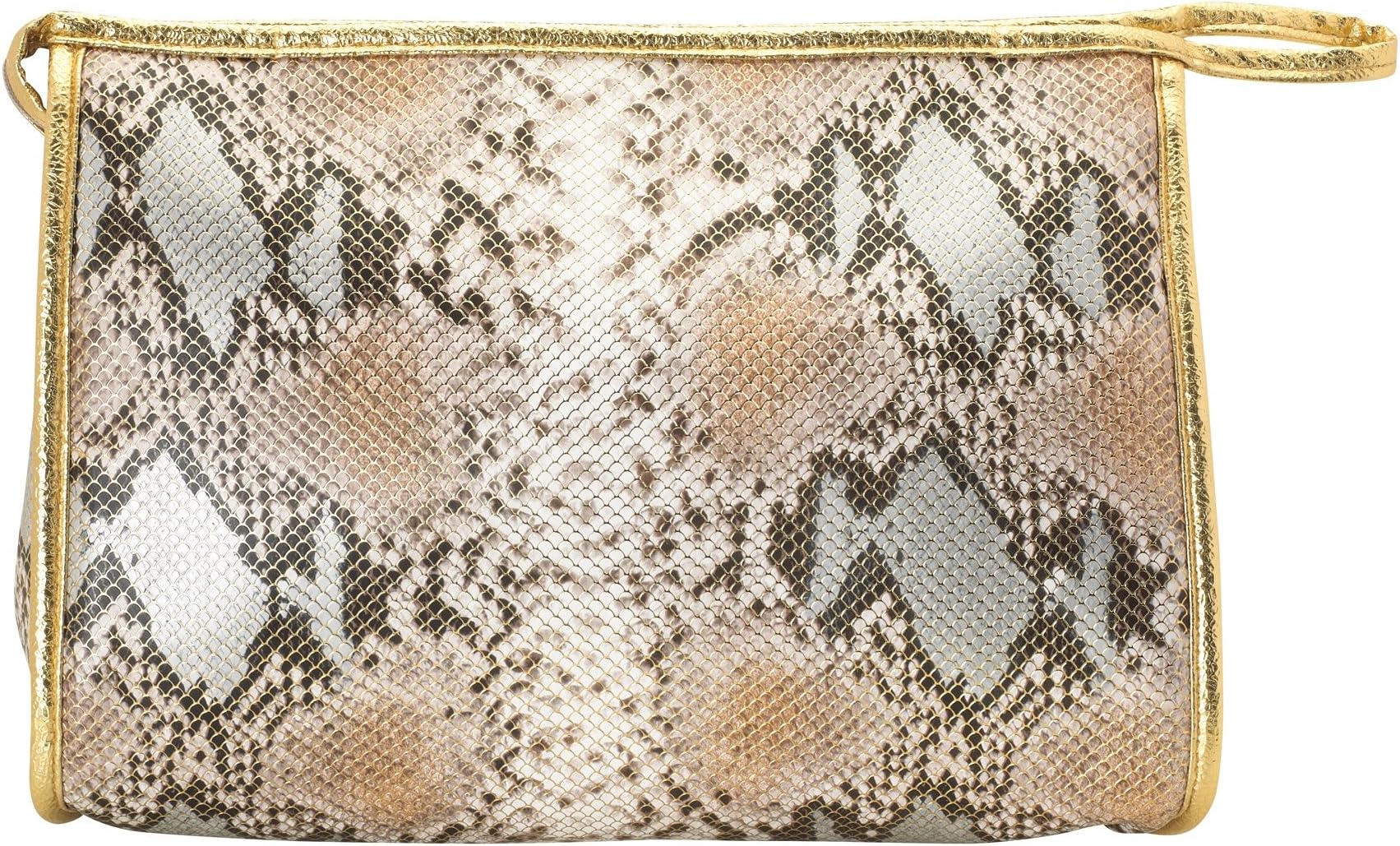 Danielle Enterprises Large Zip Top Cosmetic Bag, Snake Skin Gold