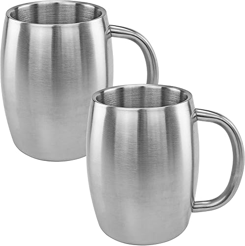 Miniatura 2 de Southern Homewares SH-10156-S2 - Taza de escritorio de café de acero de doble pared inoxidable de 14 onzas, juego de 2, SH-10156-S2