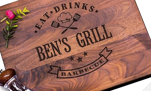 Personalized Grill Wooden Cutting Board Handmade in USA – Serves as Chopping board, Charcuterie board, Cheese board – Wood Grilling Gift for men