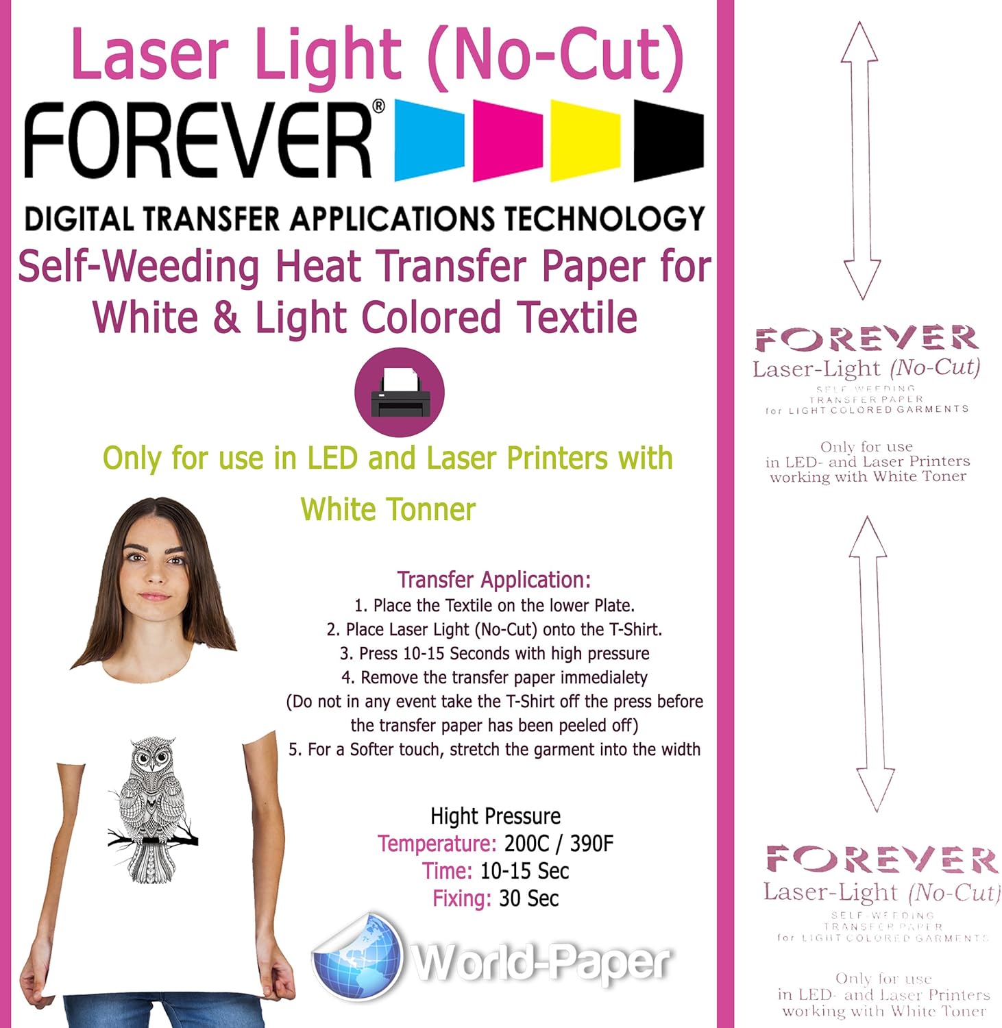 Self-Weeding Laser Heat Transfer Paper Forever Laser Light No-Cut Weedless (8.5" x 11", Silver (25 Sheets))