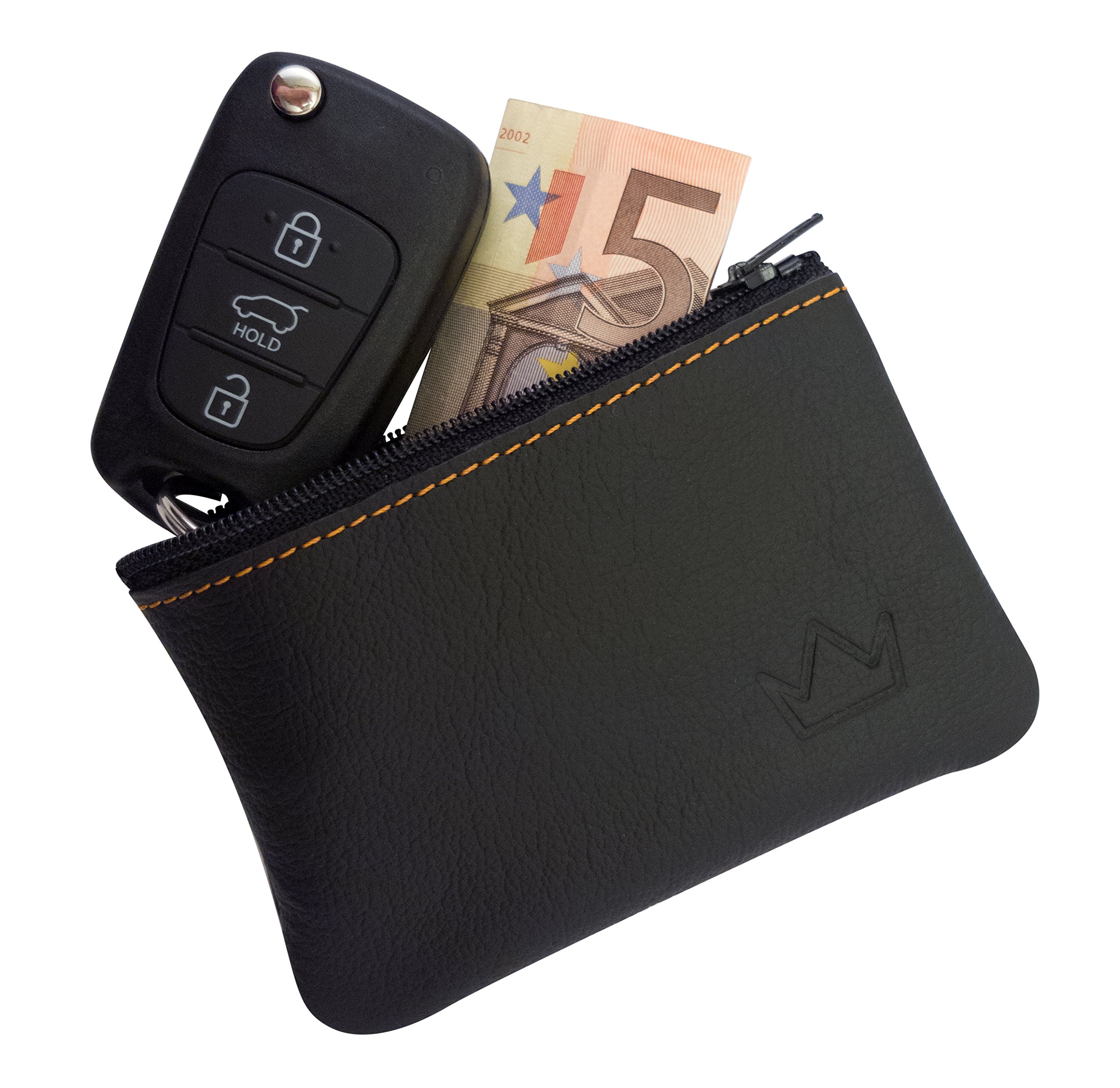 Lederprinz® | Etui na klucze z prawdziwej skóry 3 lata rozszerzonej | Skóra Nappa | Wykonanie ręczne, czarny, 105x70x10mm
