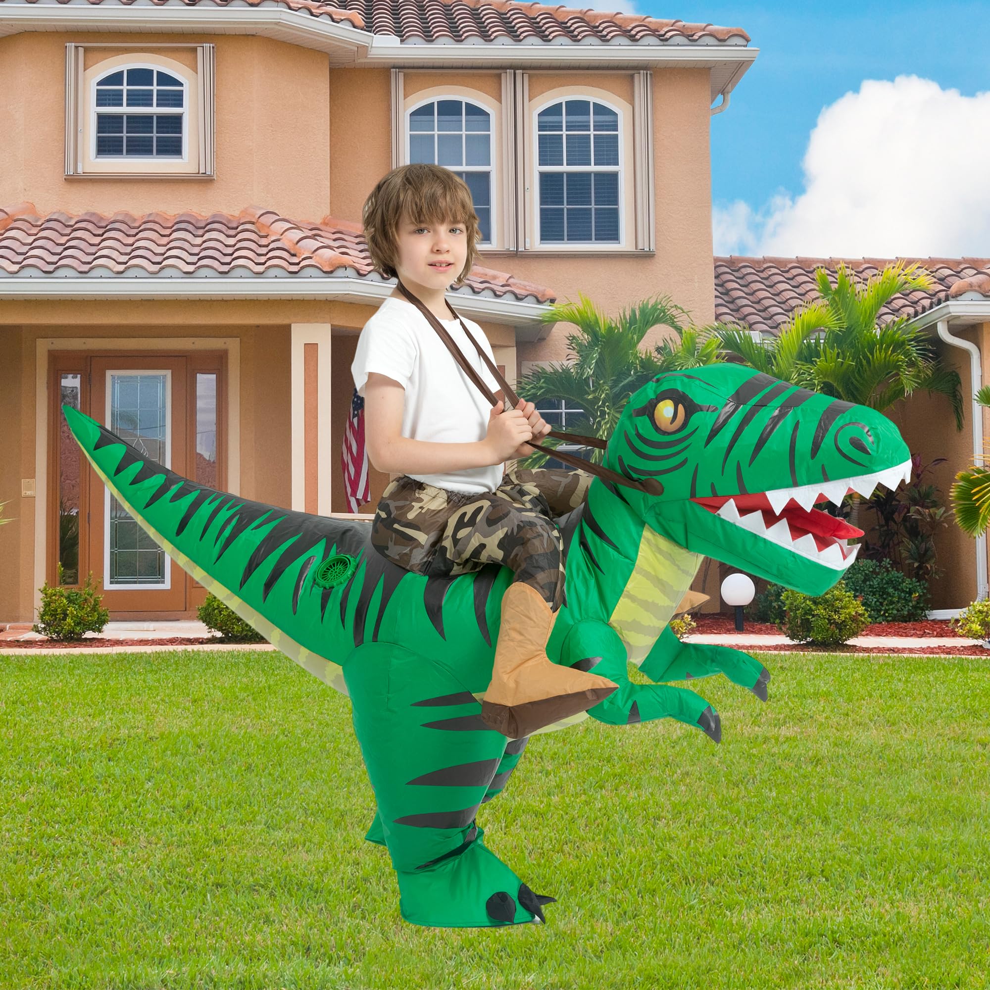 Inflatable Raptor Rider Costume Snapklik.com : Tasanor Blow Up Raptor Costume,Inflatable Costumes For ...