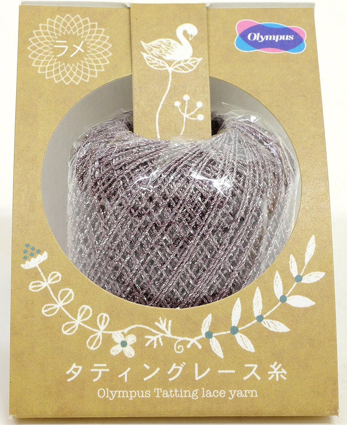 Made In orimupasu 絲 Knotted Work Thread Glittery Lace Yarn Col. T402 Beige Approximately/40 m