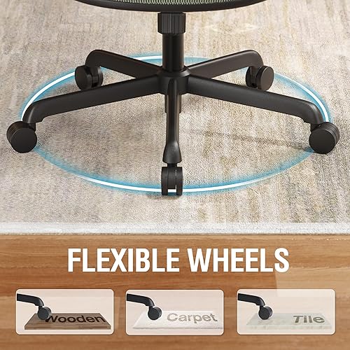 Miniatura 9 de ELABEST Silla de oficina de malla T96, silla ergonómica de escritorio para computadora, silla de tareas resistente, soporte lumbar ajustable y