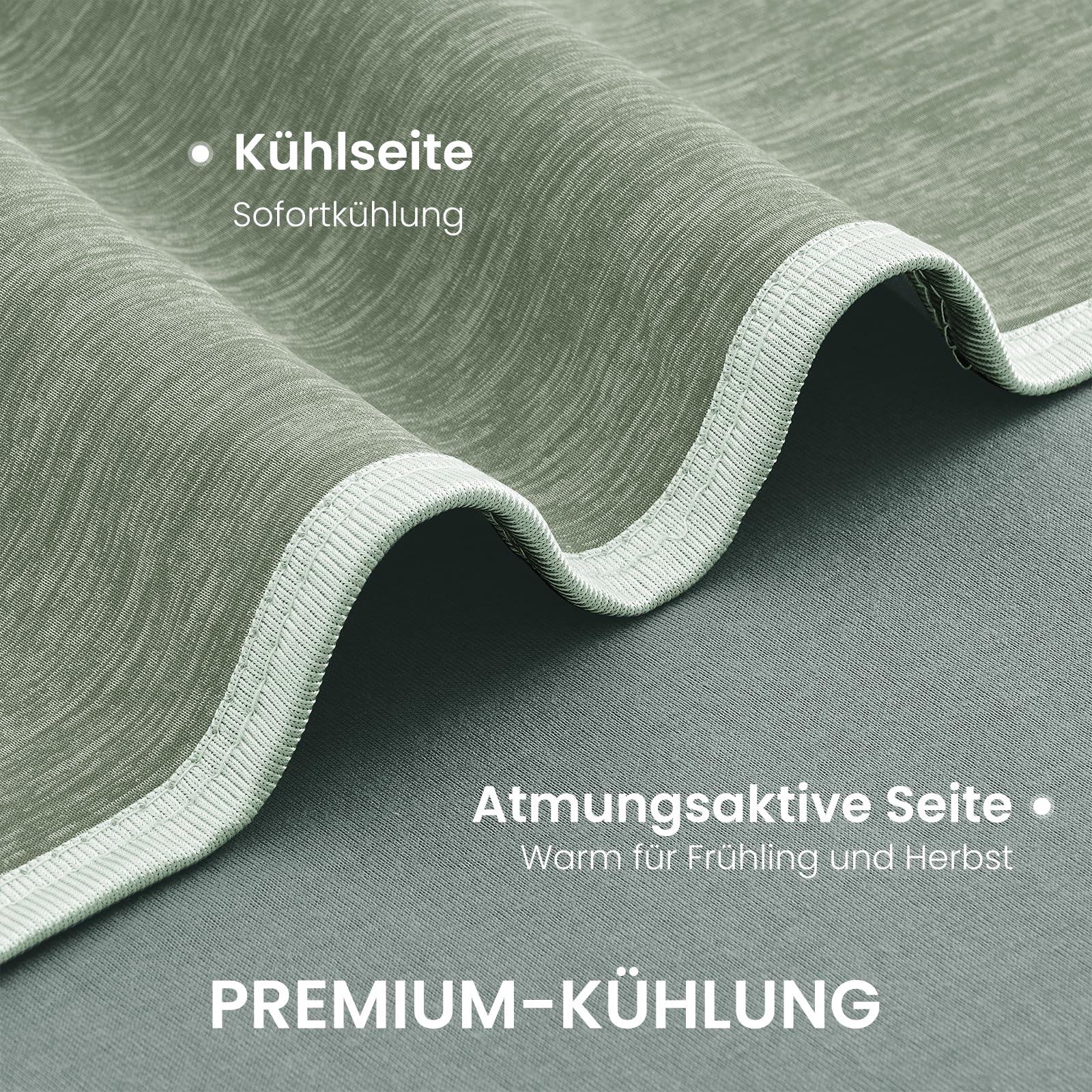 L'AGRATY Kühldecke (230x270 cm) – Schweißabsorbierend, Wärmeregulierend für Erwachsene an warmen Nächten, Q-Max 0.5 für Hitzköpfe, ultraleichte Kühldecke,grün