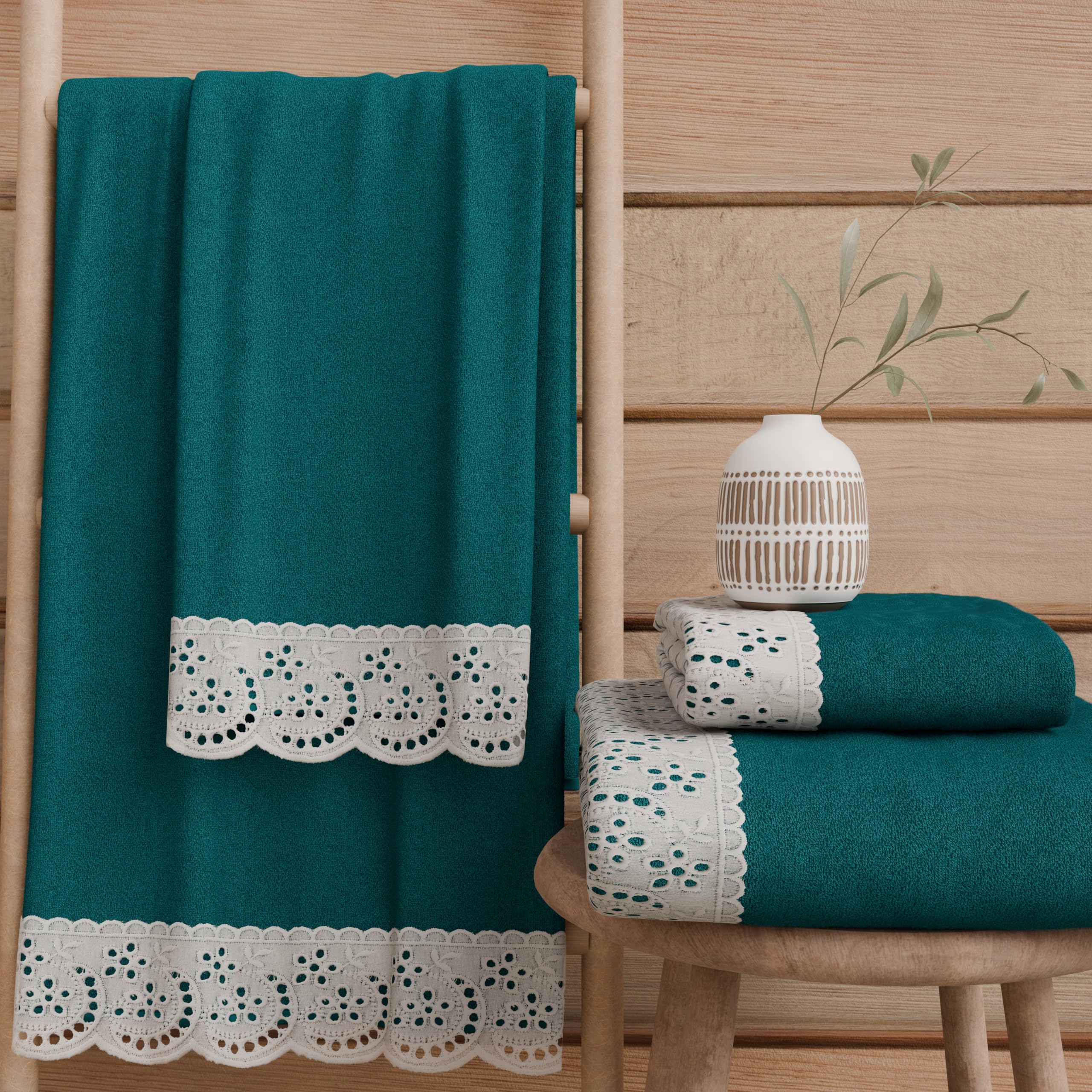 PETTI Artigiani Italiani - 100% Cotton Terry Bath Towels, 1+1 Towel Set, 2 Pieces 1 Face Towel and 1 Hand Towel, Teal