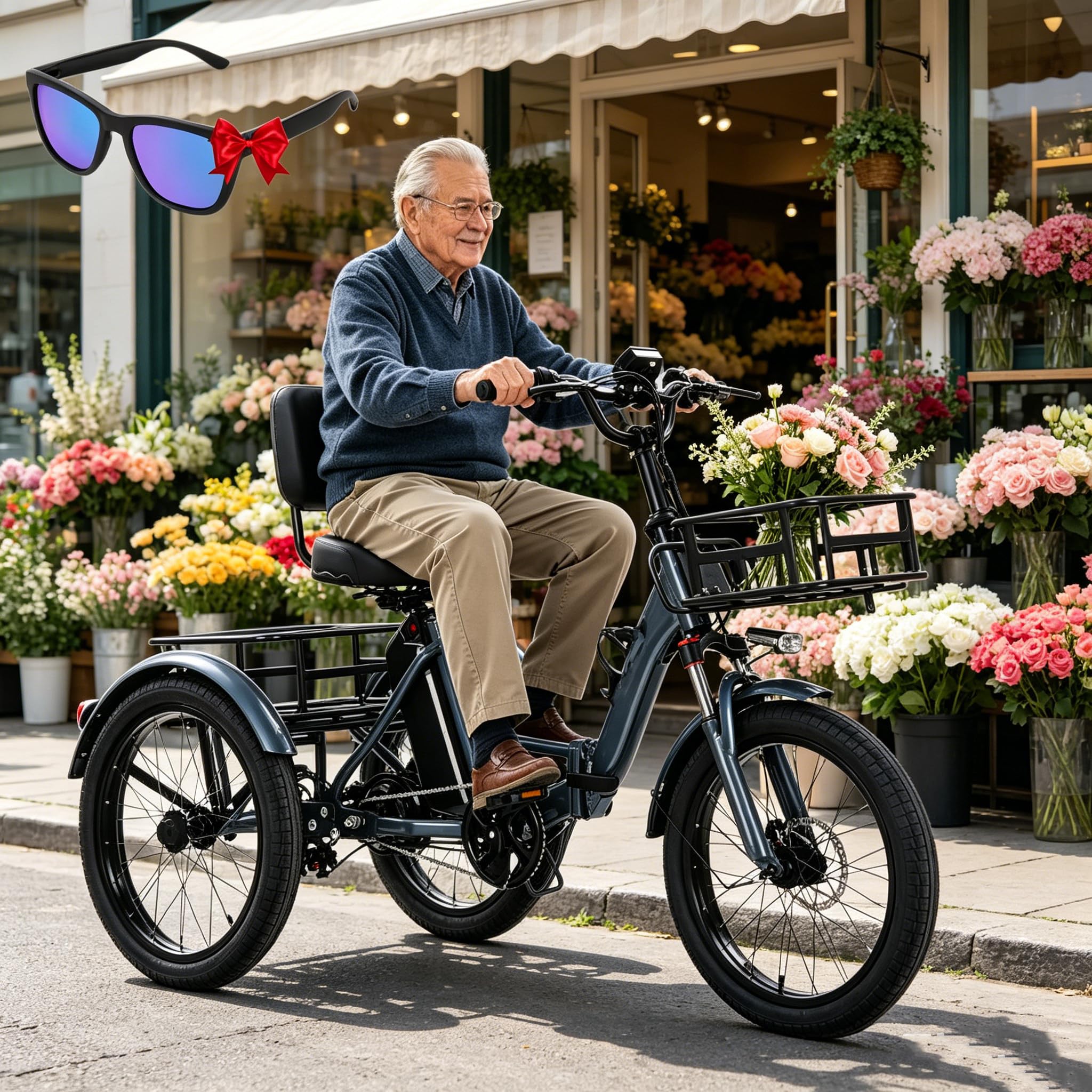 LISTaRSw Electric Tricycle for Adults - 3 Riding Modes, 20 X 2.5 Inch Fat Tyres, Aluminium Foldable E-Bike, Front & Rear Basket, Lcd Screen, 48V 13Ah Battery, For Elderly, Aldult Grey