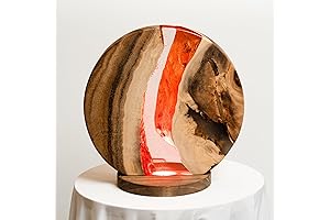 9 3/4" Wood and Epoxy Resin Table Lamp - Smoke Effect Nightstand