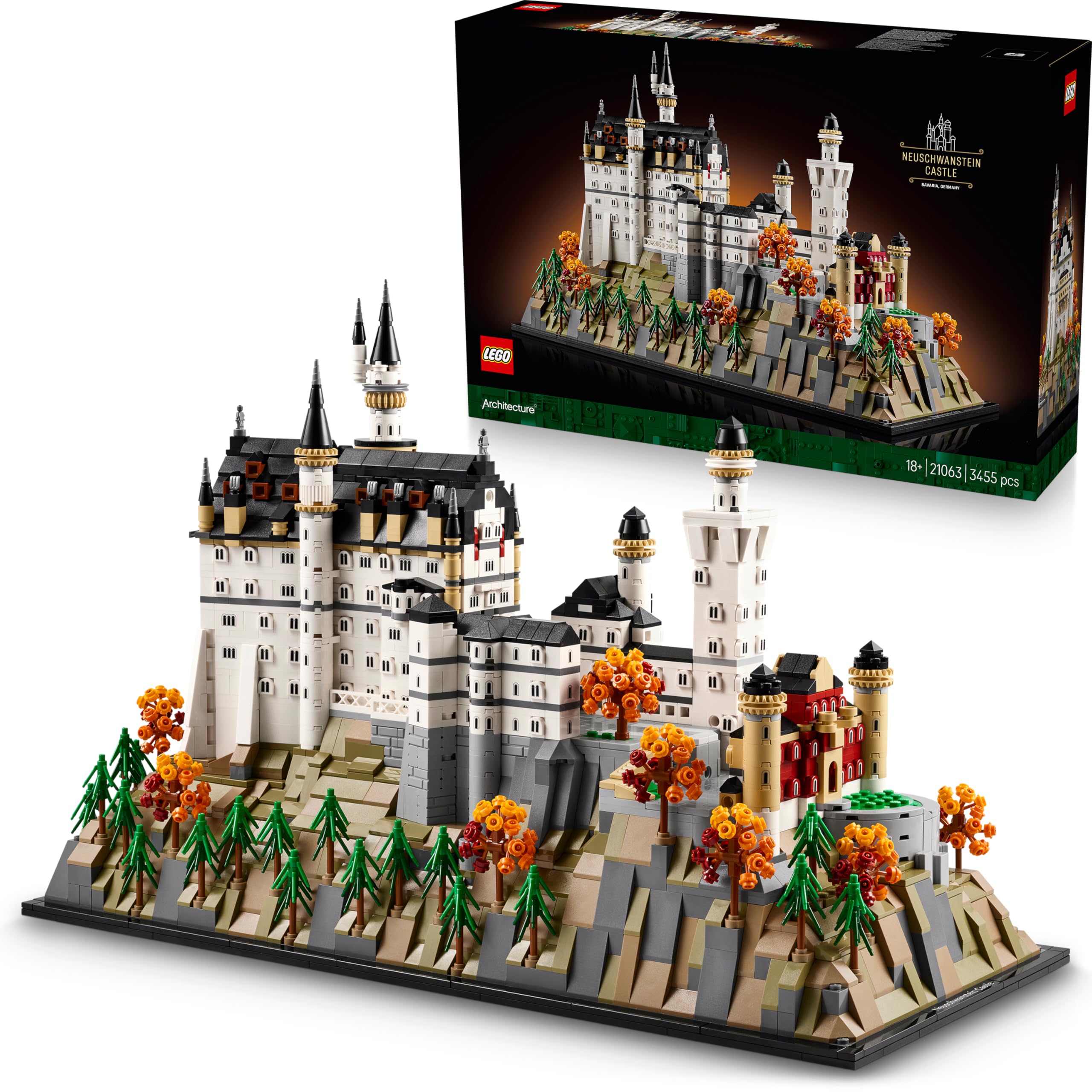 Lego Neuschwanstein 21063 - Castillo de Neuschwanstein Lego Architecture Set, incluye azulejos impresos, novedades de agosto 2025
