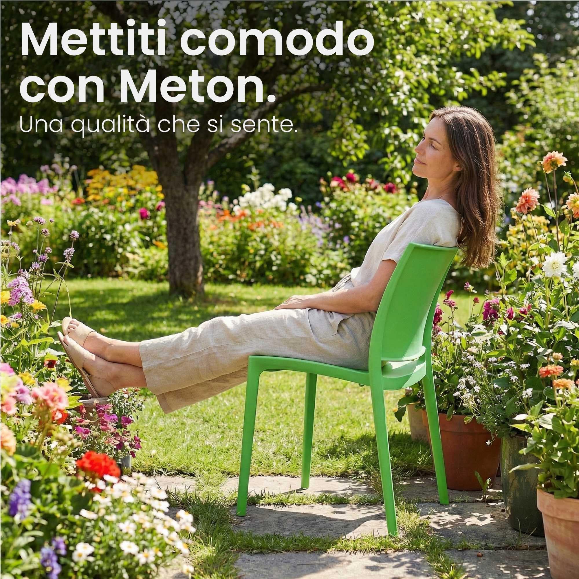 CLP Sedia da giardino impilabile e resistente alle intemperie Meton, sedia con schienale resistente ai raggi UV, in polipropilene fino a 150 kg Colore:verde