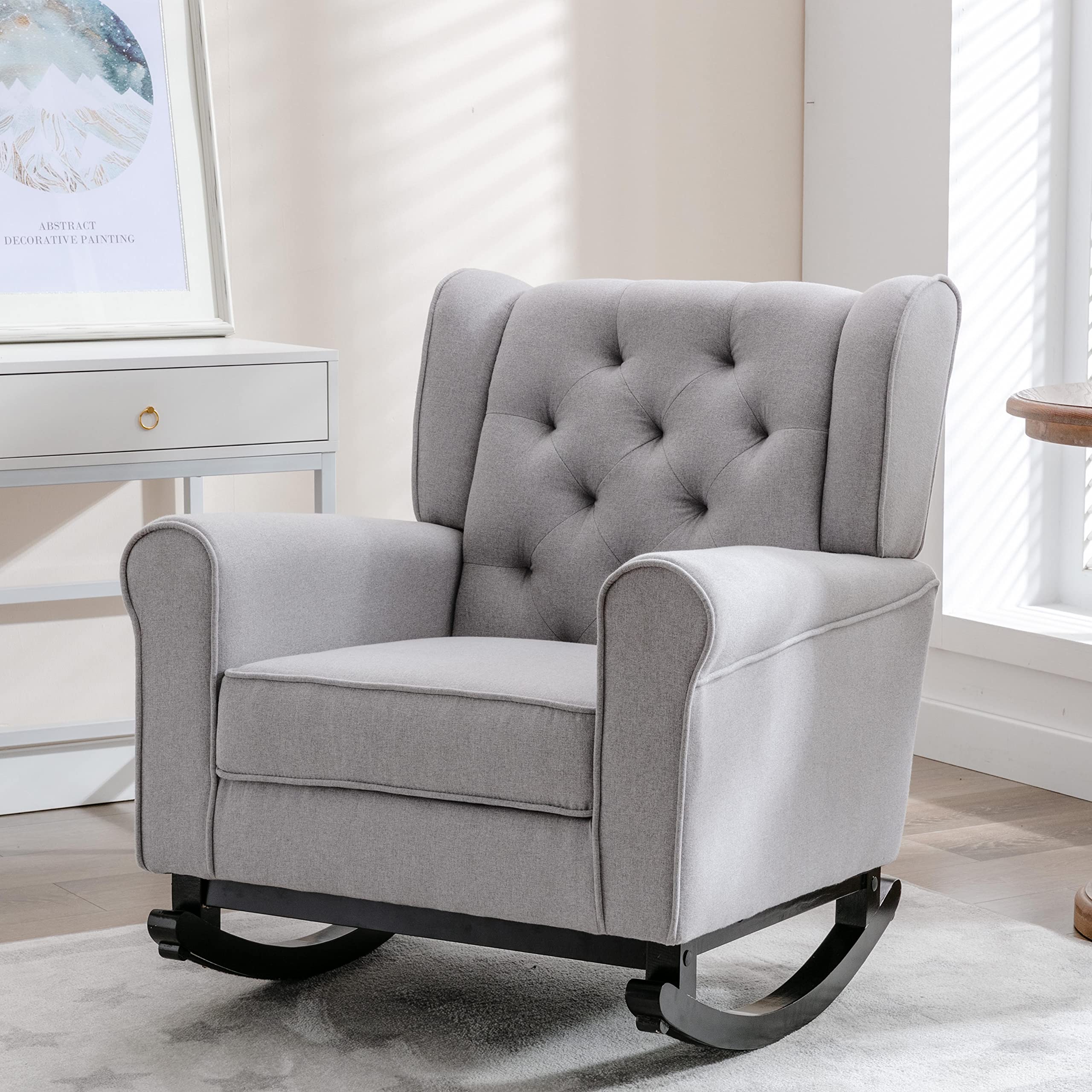 Buy Century Modern Rocking Chair, Tufted Upholstered Glider