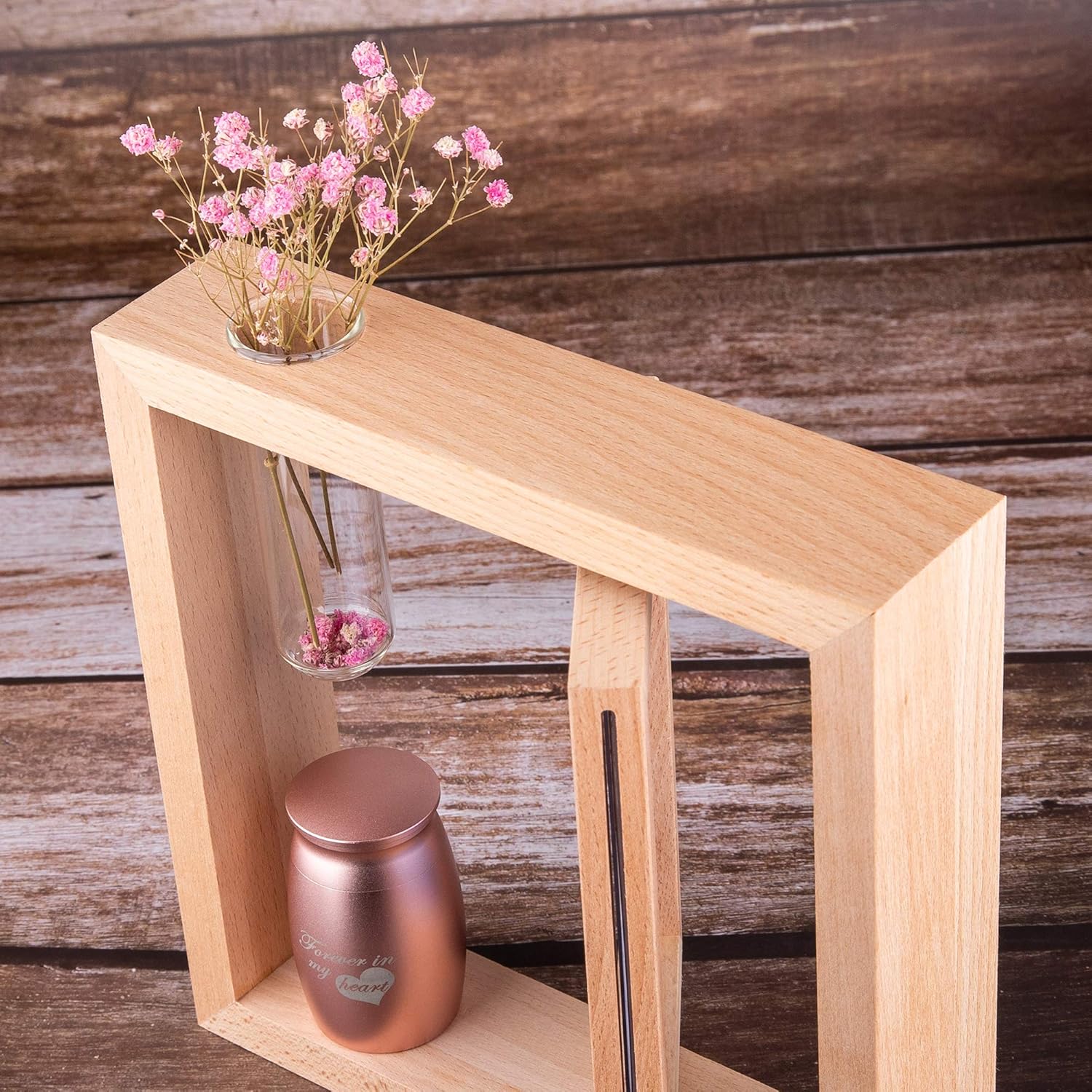 Personalized Memorial Picture Frames for Loss of Loved One &Custom Small Urn for Human Ashes with Photo Engraved Name Text -Sympathy Gifts for Loss of Loved One (Photo Frame-Rose Golden Urn)