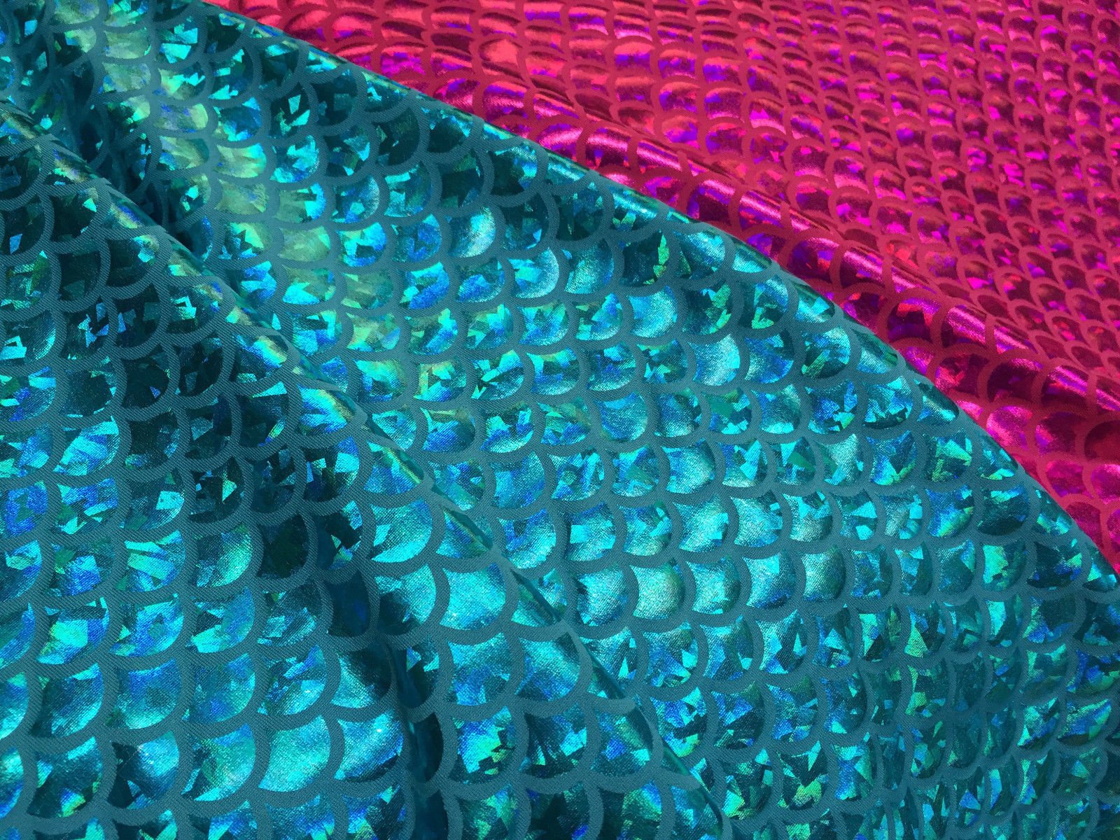 LushFabric Mermaid Scale Print Fabric Fish Tale Scales Foil, 2 Way Stretch Material Lycra Spandex, Bikini, Costume, Dress - Image 4