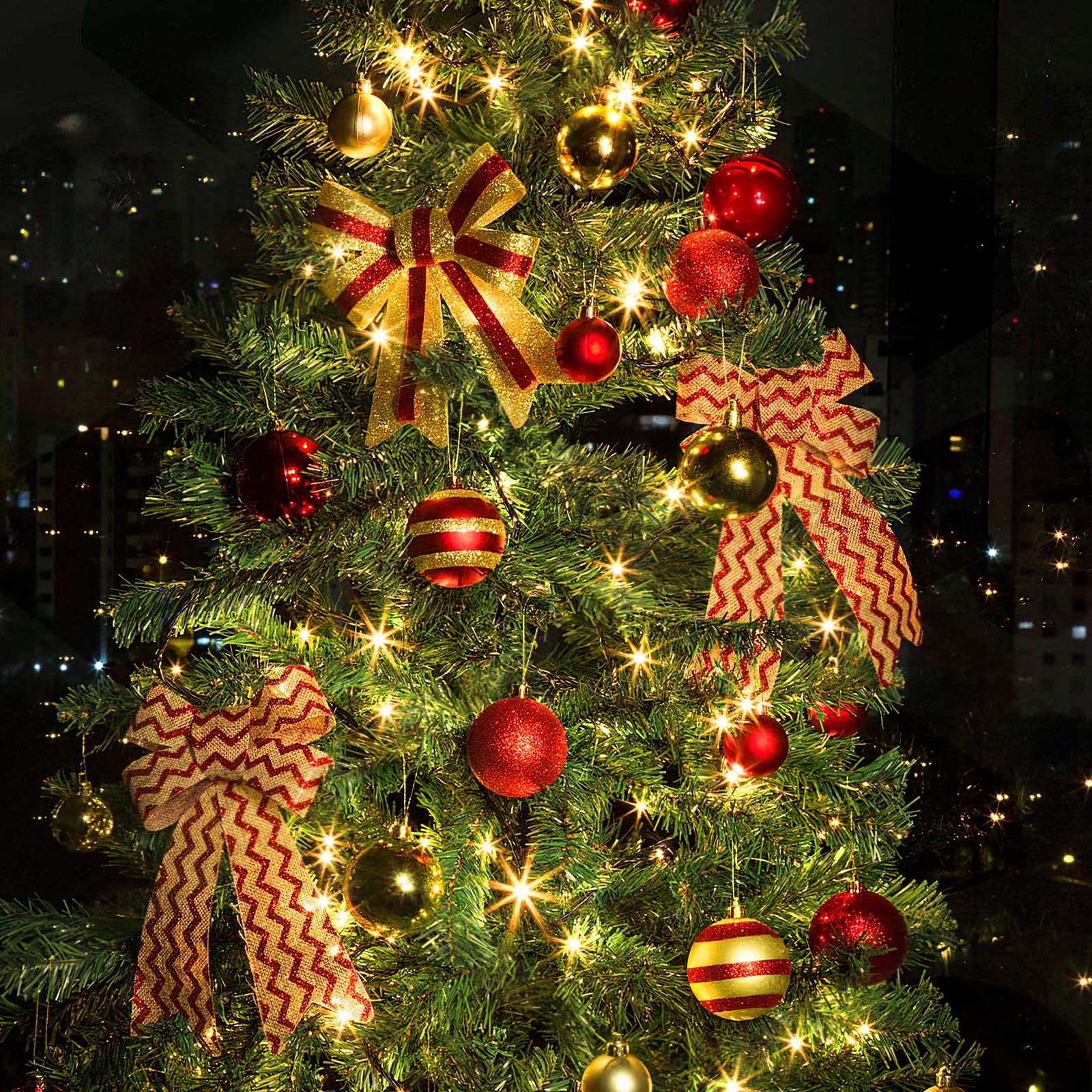 Housoutil 24 Pcs Weihnachtskugeln mit Glänzendem Plattierungsdesign Rote aus Kunststoff als Christbaum Anhänger für Weihnachtsbaum und Festliche Dekoration im Zuhause und Büro