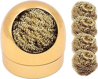Soldering Tip Cleaner Solder Tip Cleaning Wire-Type Soldering Iron tip Cleaner Copper Kit with 5 Pieces Solder Tip Cleaning Wire and 1 Piece Holder For Cleaning Soldering Irons and Tips