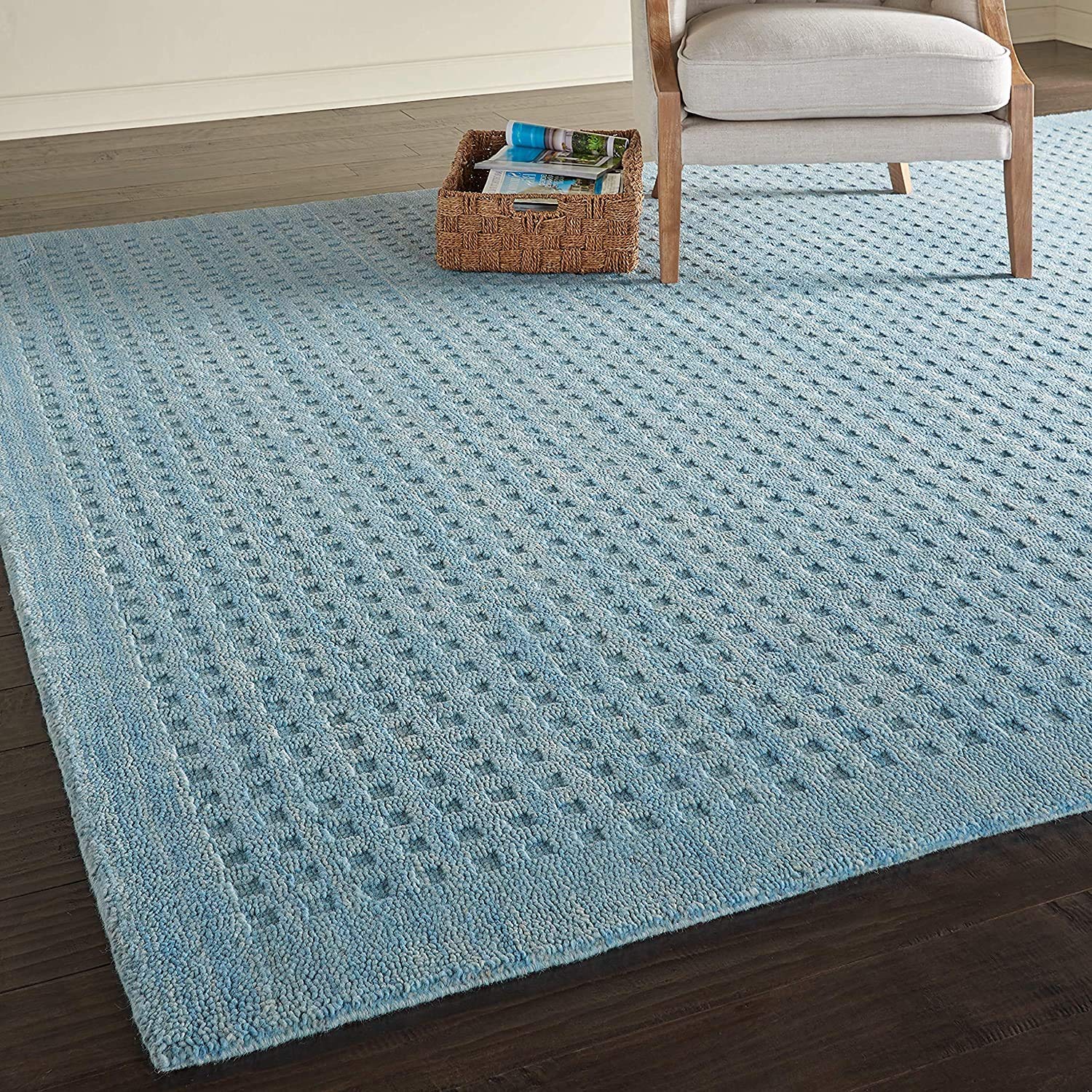 ZARACARPETS; 'can Change The Floor Solid Plain Hand Made Rugs Runner Size 2 Feet by 6 Feet (2x6 feet) Loop Sky Blue