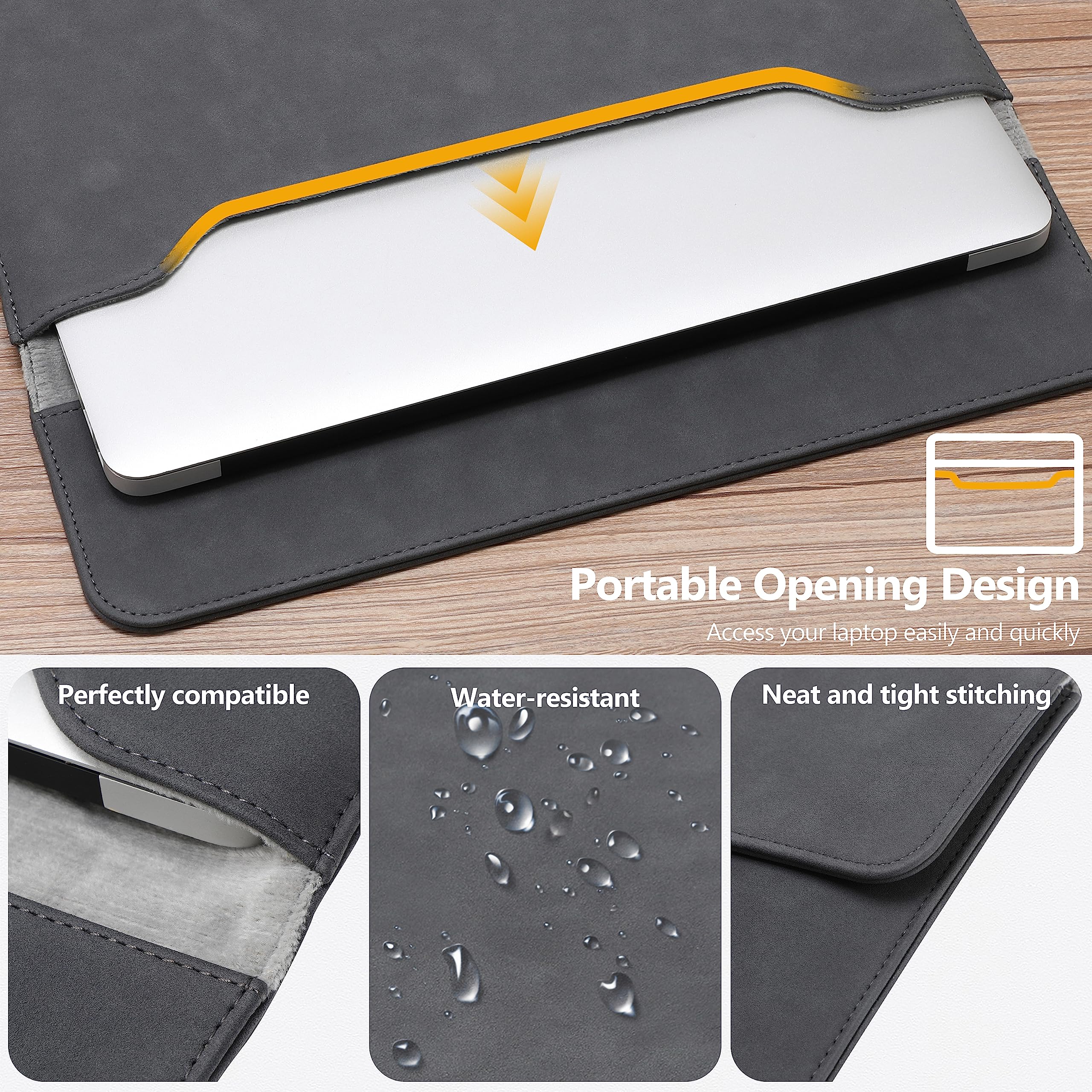 HYZUO 15-16 Pollici Laptop Custodia Borsa Sleeve PC Portatile per MacBook Pro 16, M4/M3/M2/M1 Pro/Max A3403 A3186 2025-2019, MacBook Pro 15 2015-2012, XPS 15, con Borsa Piccola, Grigio spazio-H