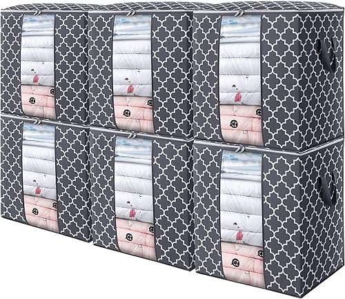 Miniatura 14 de WISELIFE Bolsas de almacenamiento, paquete de 4 unidades, 100 L, contenedores grandes de organización y almacenamiento de mantas y ropa