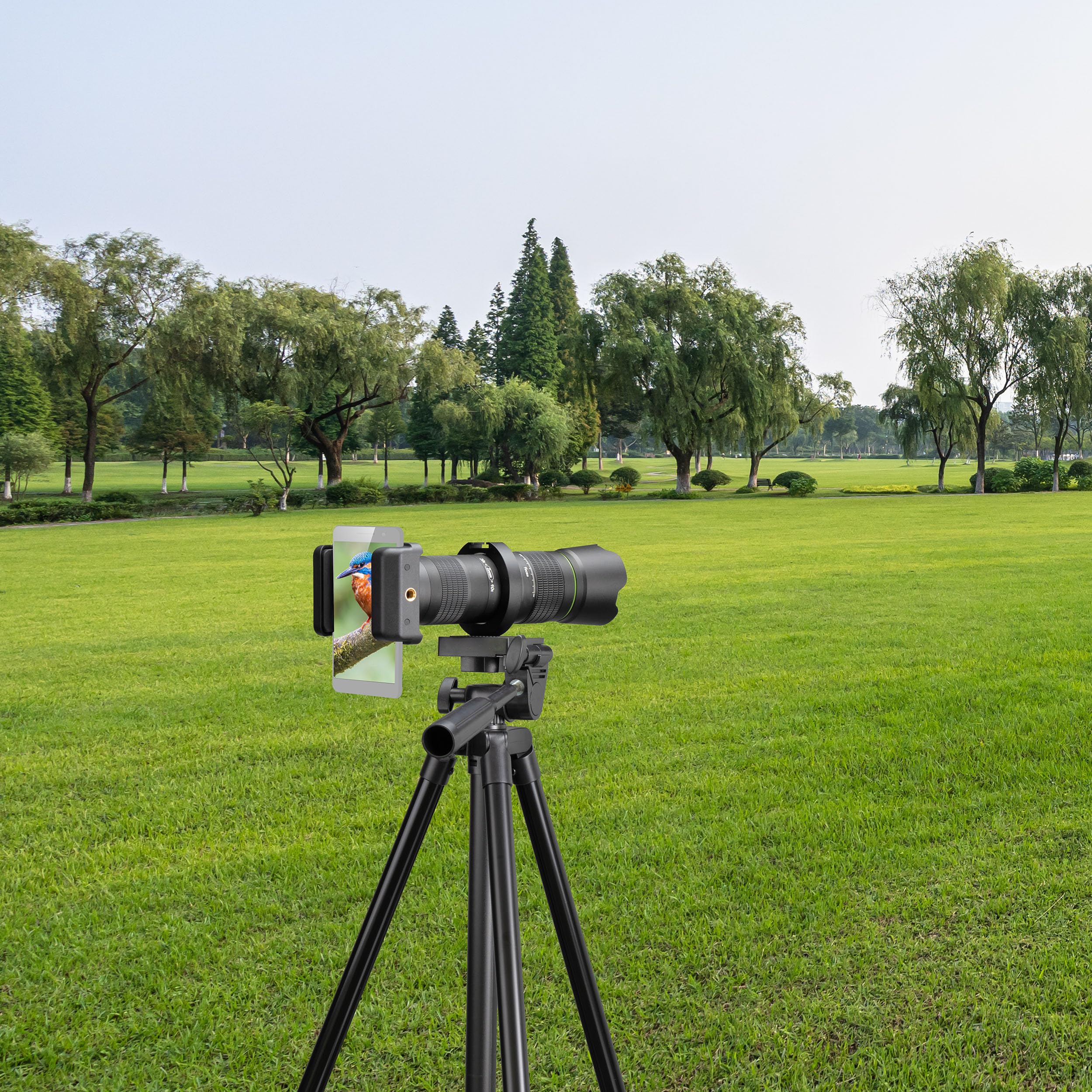 Bresser Teleobjektiv für Smartphone 20–40x Zoom, inkl. Stativ, Universalhalterung