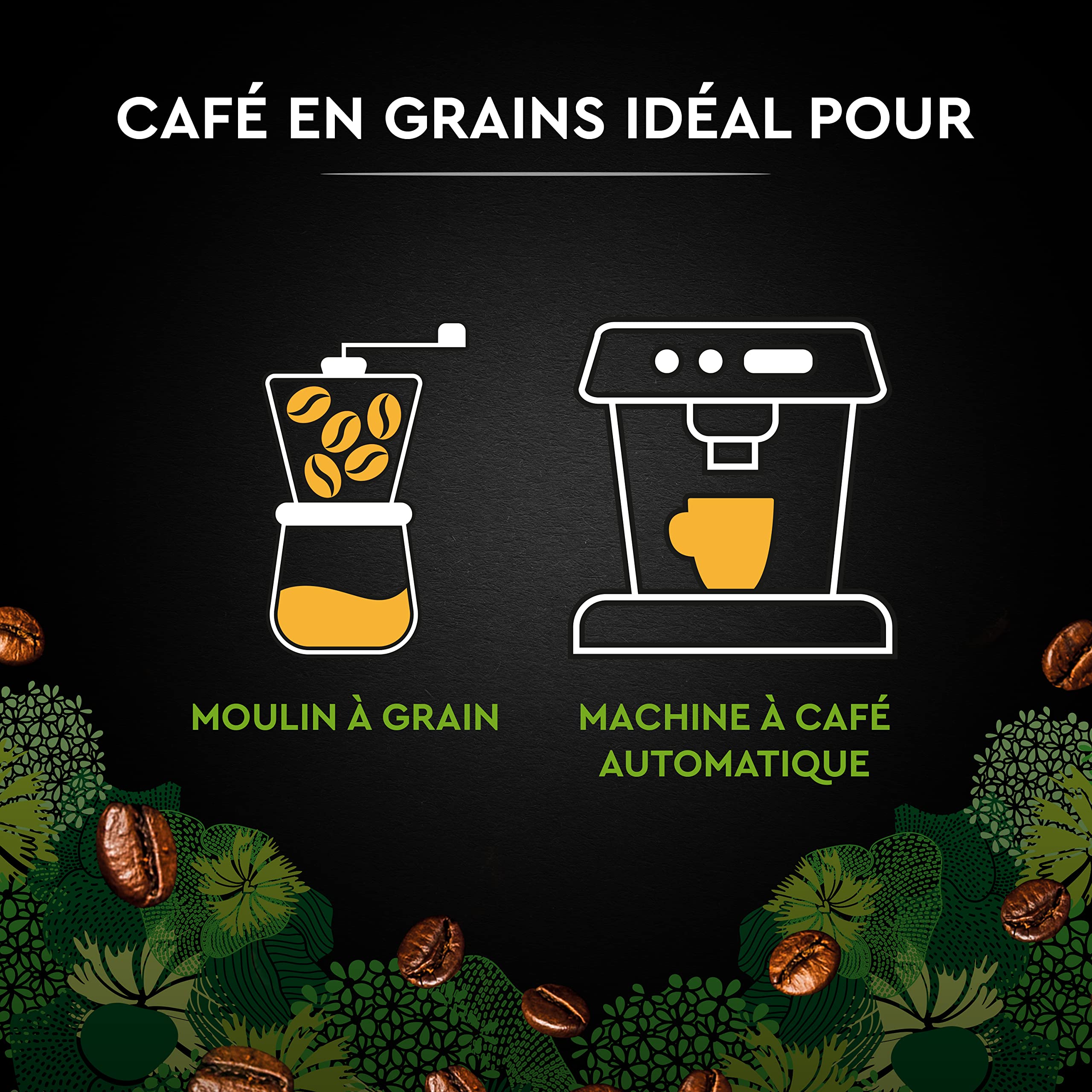 CARTE BLACK - Organic Grain Coffee - 100% Arabica - Pochodzenie Ameryki Łacińskiej - Opakowanie 1 kg - Wyprodukowano we Francji