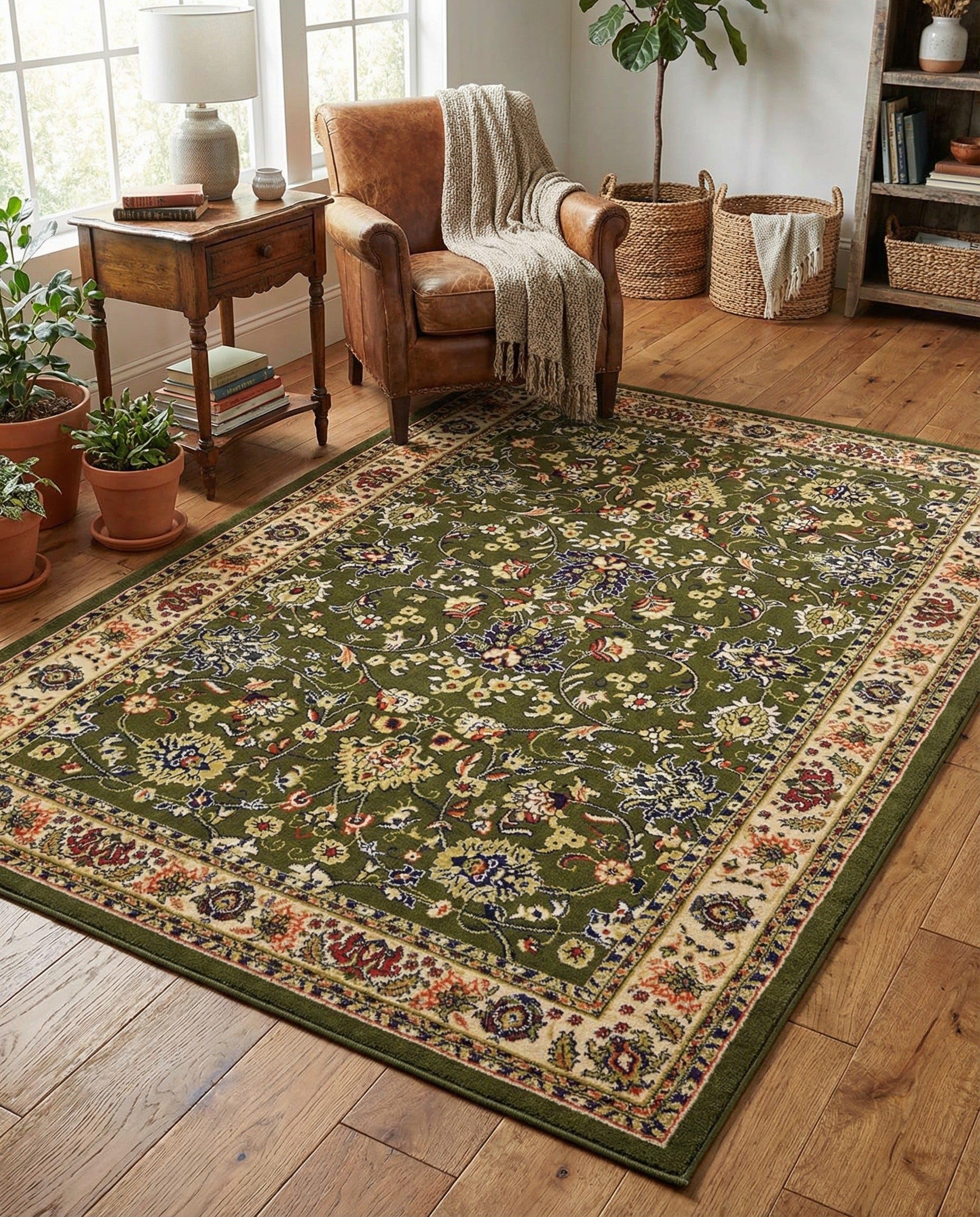 Amazon.com: Rugs.com - Yasmin Rug – 6' 1 x 9' Green Traditional